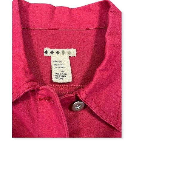 Cranberry Red Jean jacket Explore Cotton Blend Stretch Spring Pockets - Picture 4 of 6